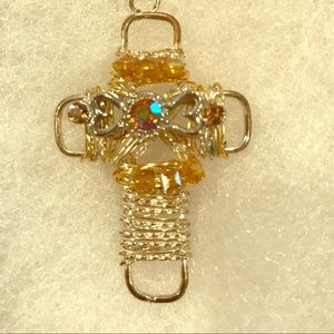 Wire wrapped cross copper plated wire handmade